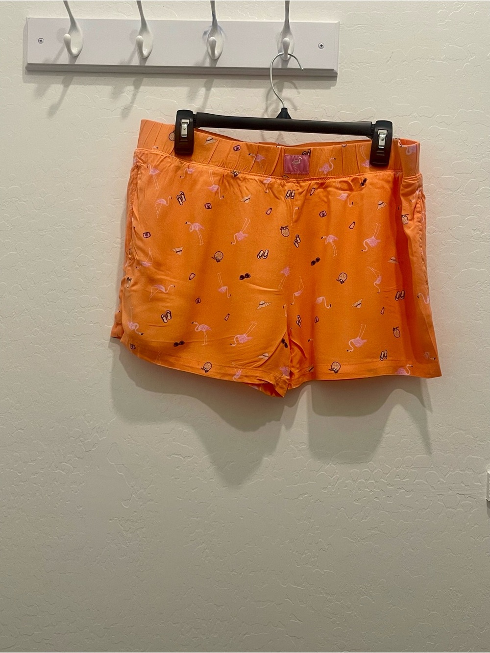 Roudelain Orange Flamingo Print Lounge Shorts